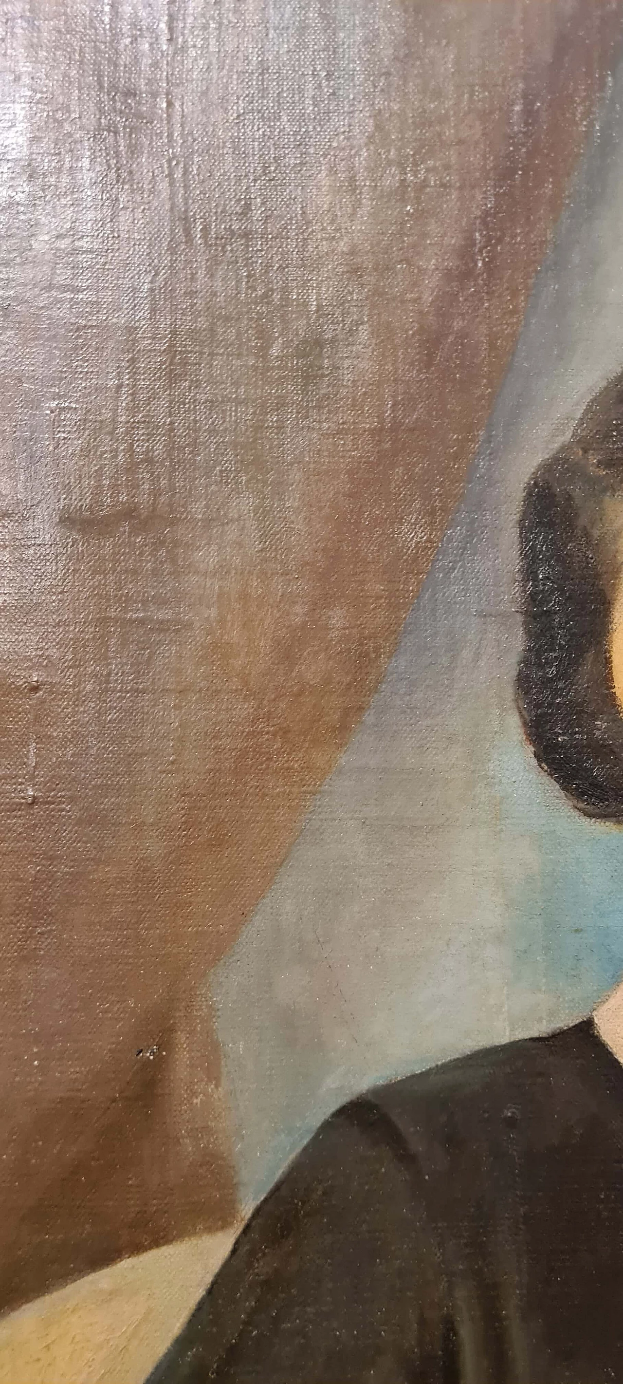 Ritratto di figura femminile seduta con libro, dipinto a olio su tela 4