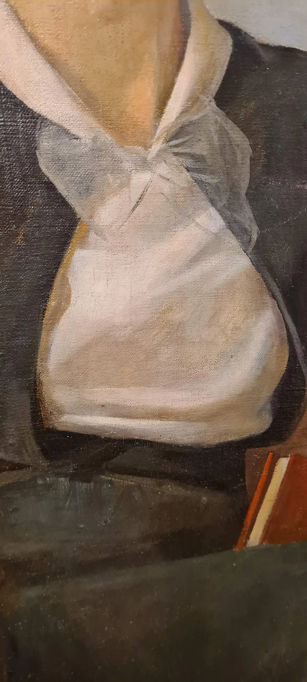 Ritratto di figura femminile seduta con libro, dipinto a olio su tela 5