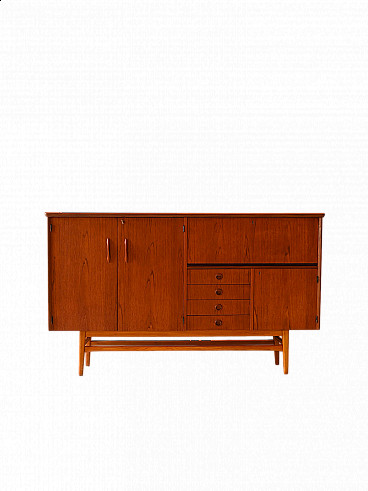 Swedish teak sideboard with doors, drawers and flap, 1960s