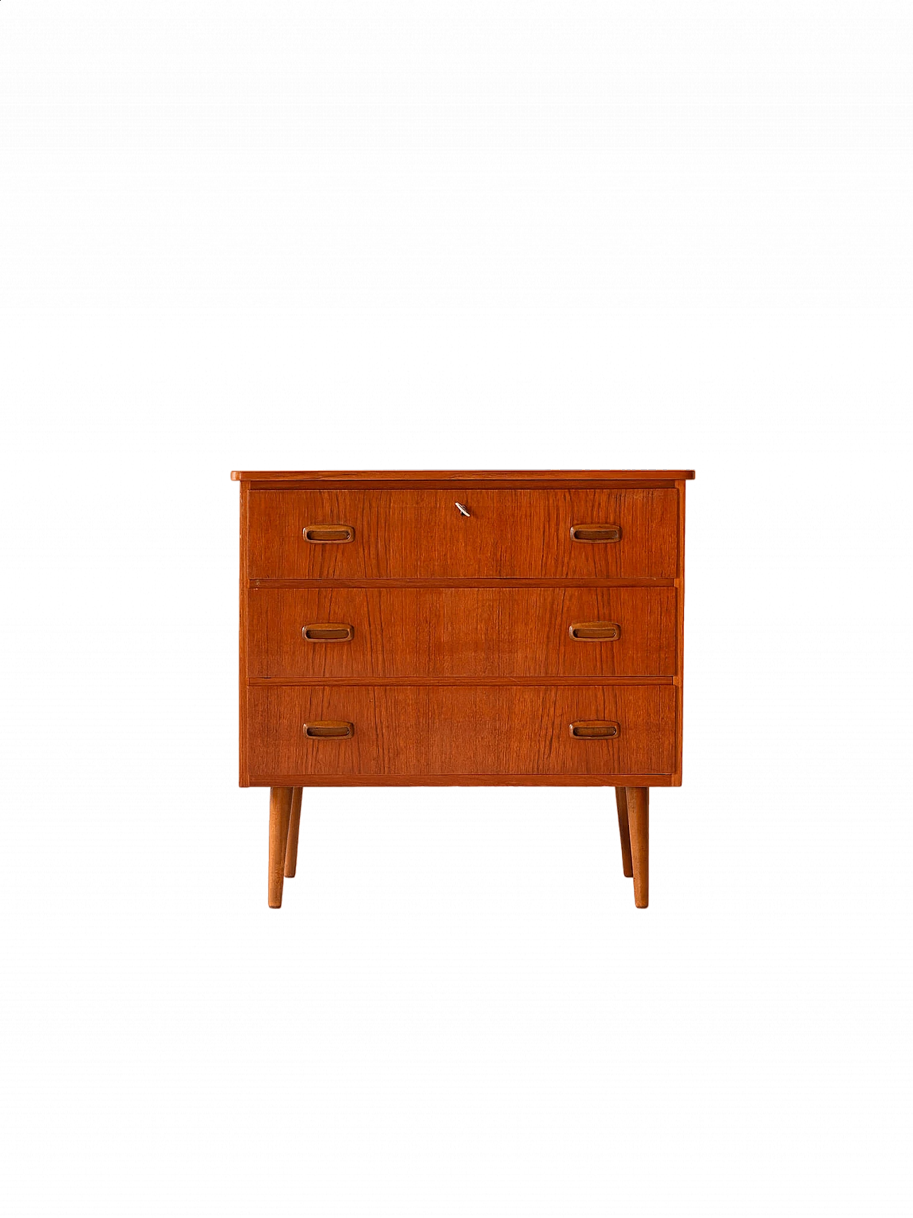 Scandinavian teak chest of drawers with three drawers, 1960s 11