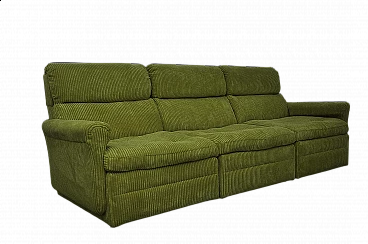 Three-module sofa in green corduroy with chrome-plated steel legs, 1970s
