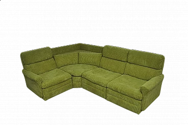 Modular green corduroy corner sofa, 1970s