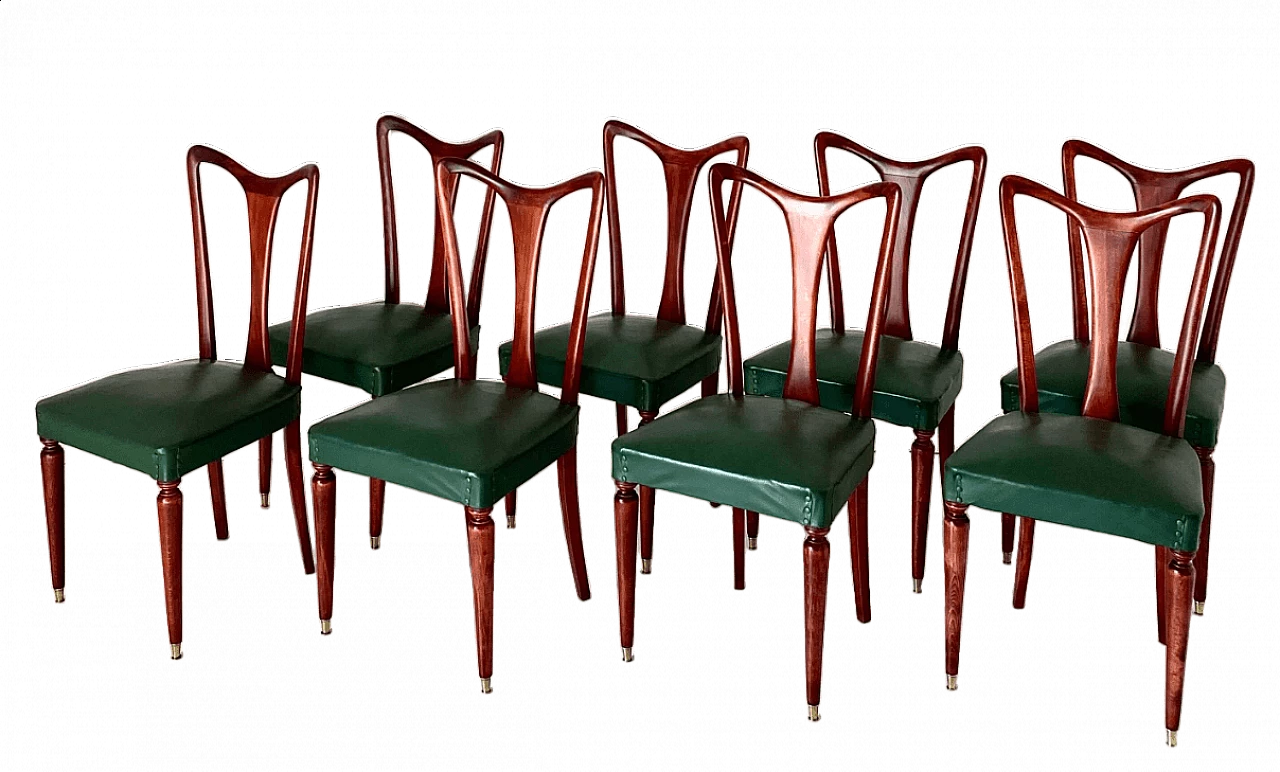 8 Bent walnut dining chairs by Gugliemo Ulrich, 1940s 10
