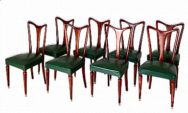 8 Bent walnut dining chairs by Gugliemo Ulrich, 1940s
