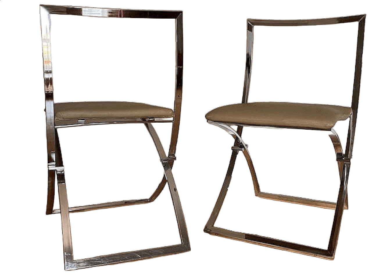 Coppia di sedie pieghevoli Luisa di Marcello Cuneo per Mobel, anni '70 14