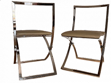 Pair of Luisa folding chairs by Marcello Cuneo for Mobel, 1970s