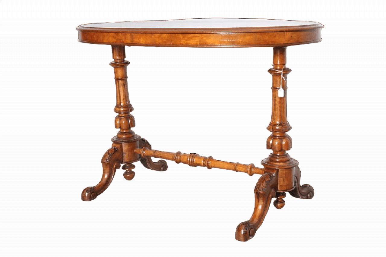 Walnut and burl coffee table with maple inlays, 19th century 11