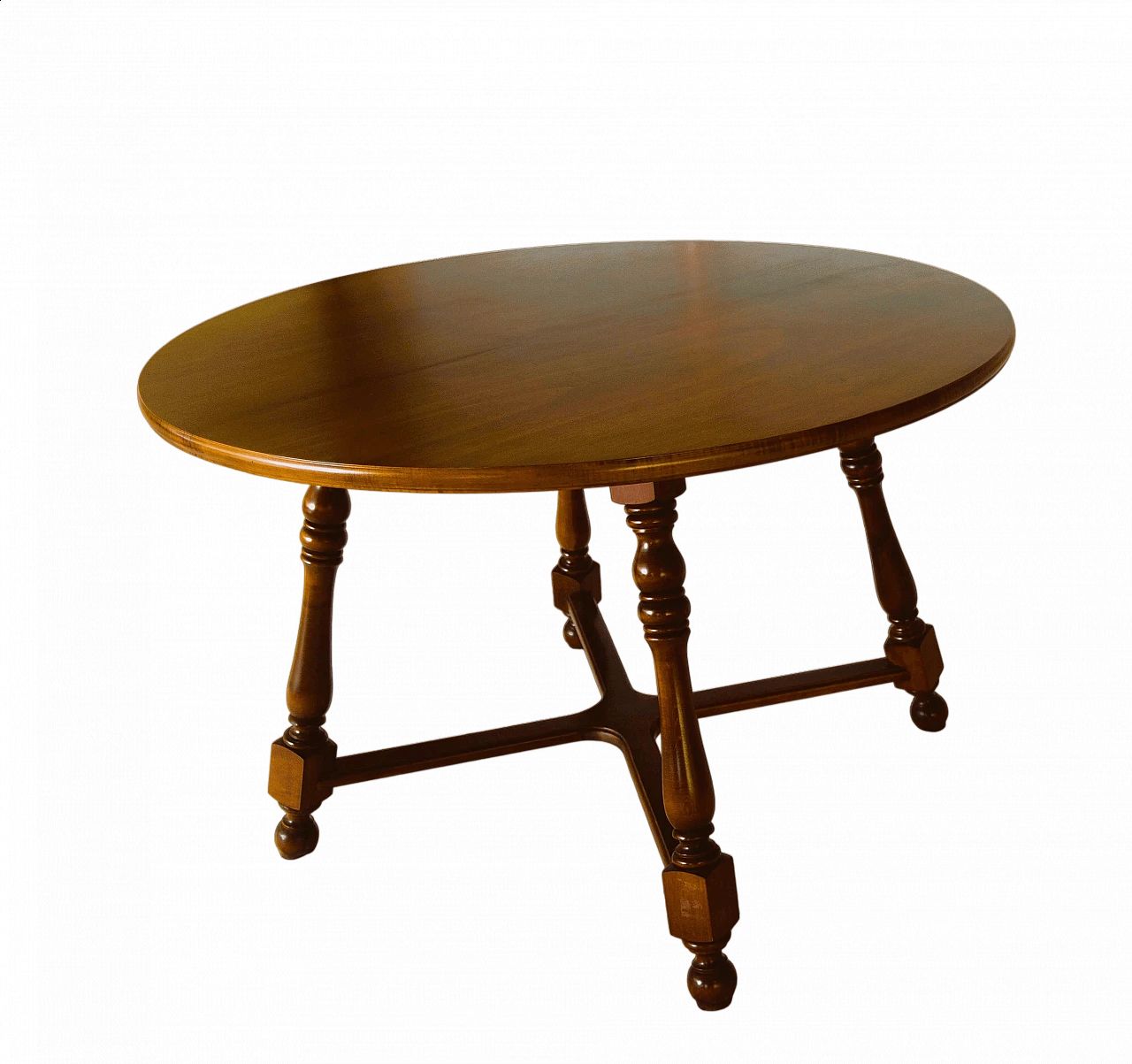 Solid walnut Colonial table with veneered top, 1940s 7