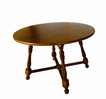 Solid walnut Colonial table with veneered top, 1940s
