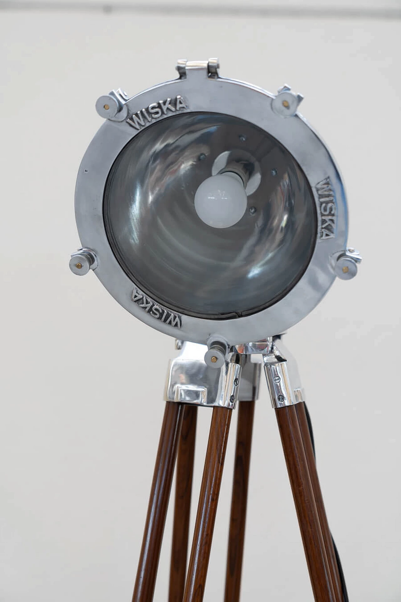 Pair of tripod floor lamps with Wiska nautical projector, 1990s 2