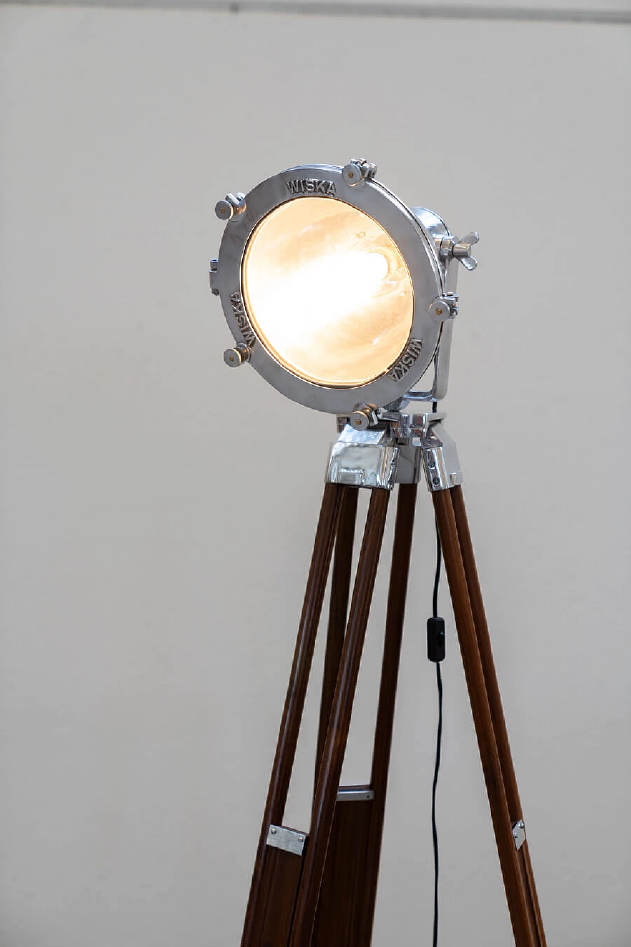 Pair of tripod floor lamps with Wiska nautical projector, 1990s 16