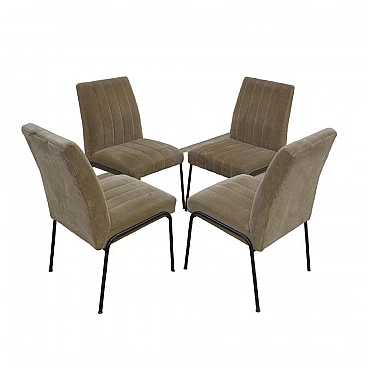 4 Dining chairs with curved backrests in Pierre Guariche style, 1960s