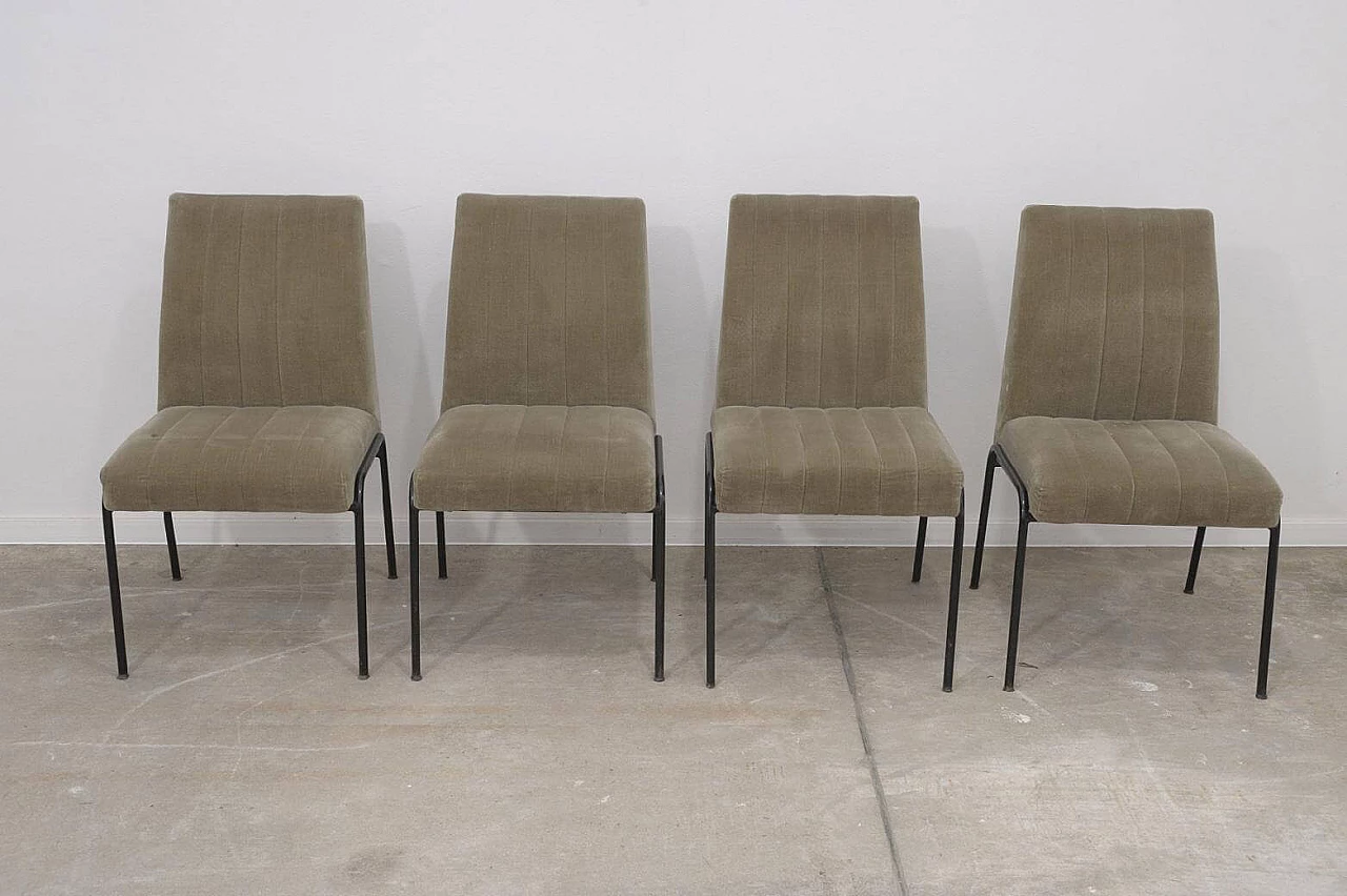 4 Dining chairs with curved backrests in Pierre Guariche style, 1960s 2