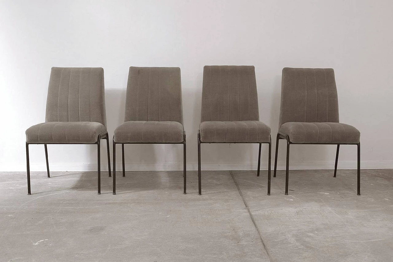 4 Dining chairs with curved backrests in Pierre Guariche style, 1960s 3