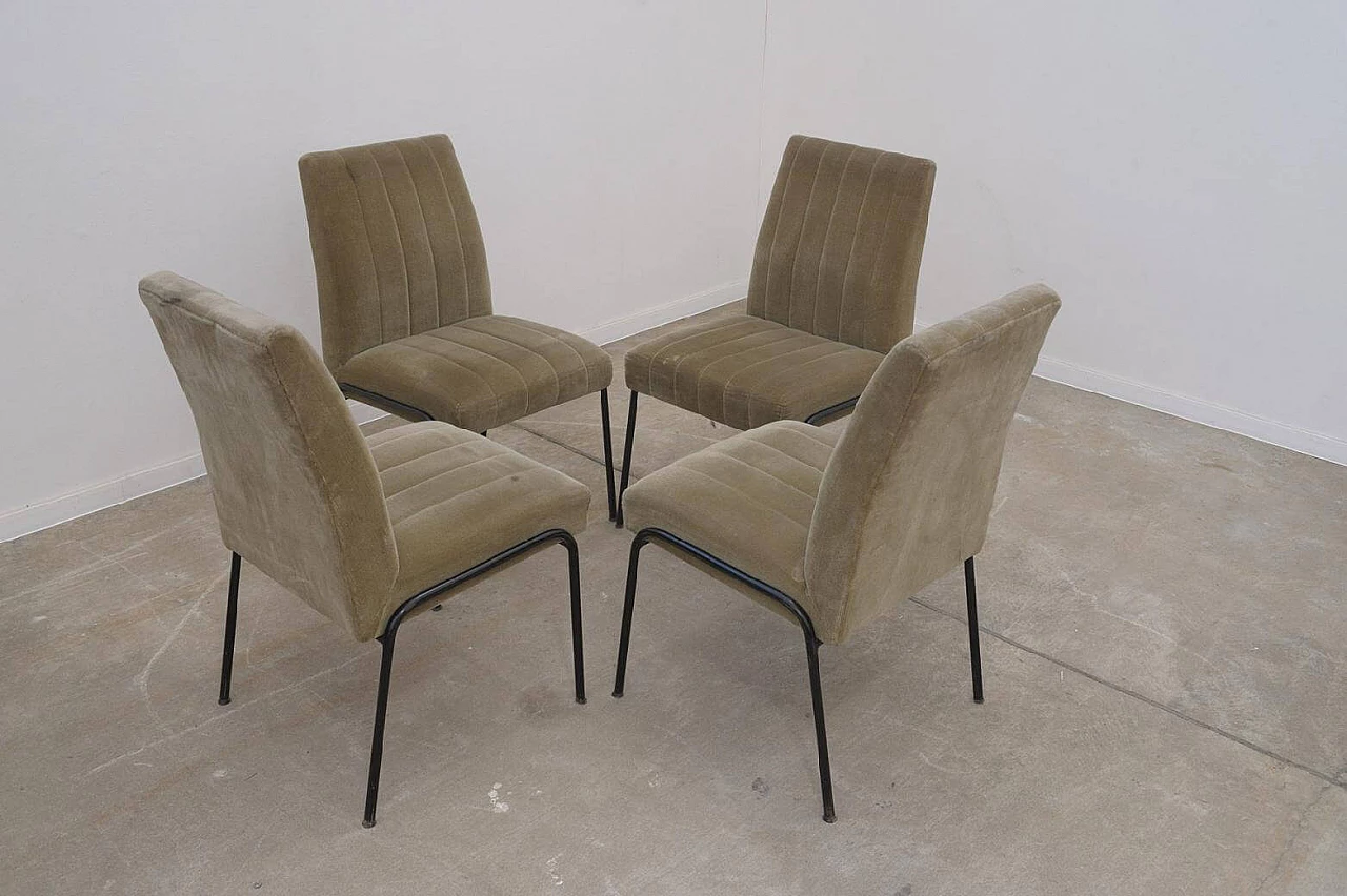4 Dining chairs with curved backrests in Pierre Guariche style, 1960s 7