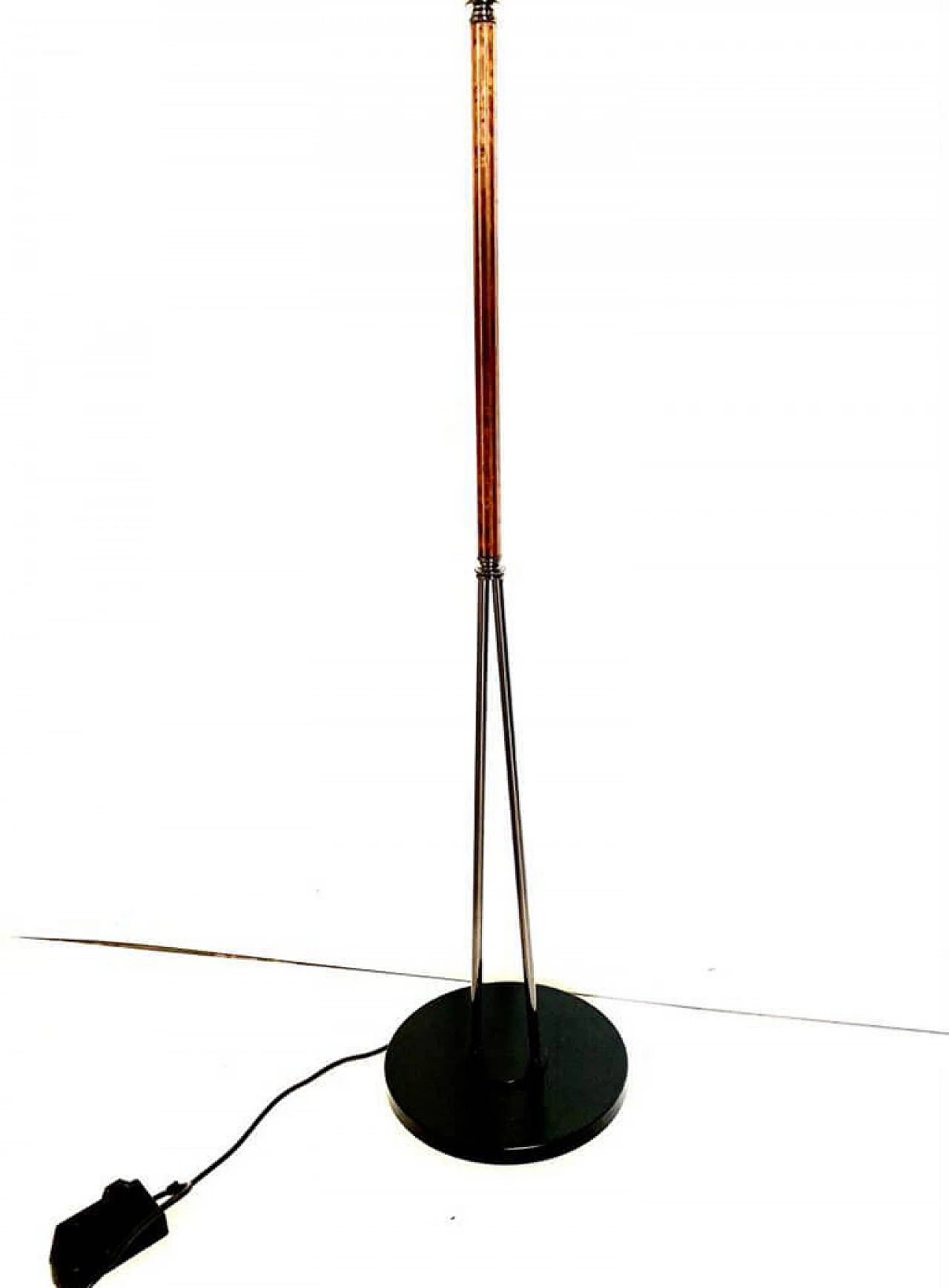 Steel, walnut-root and glass floor lamp by Prearo Luce, 1980s 1