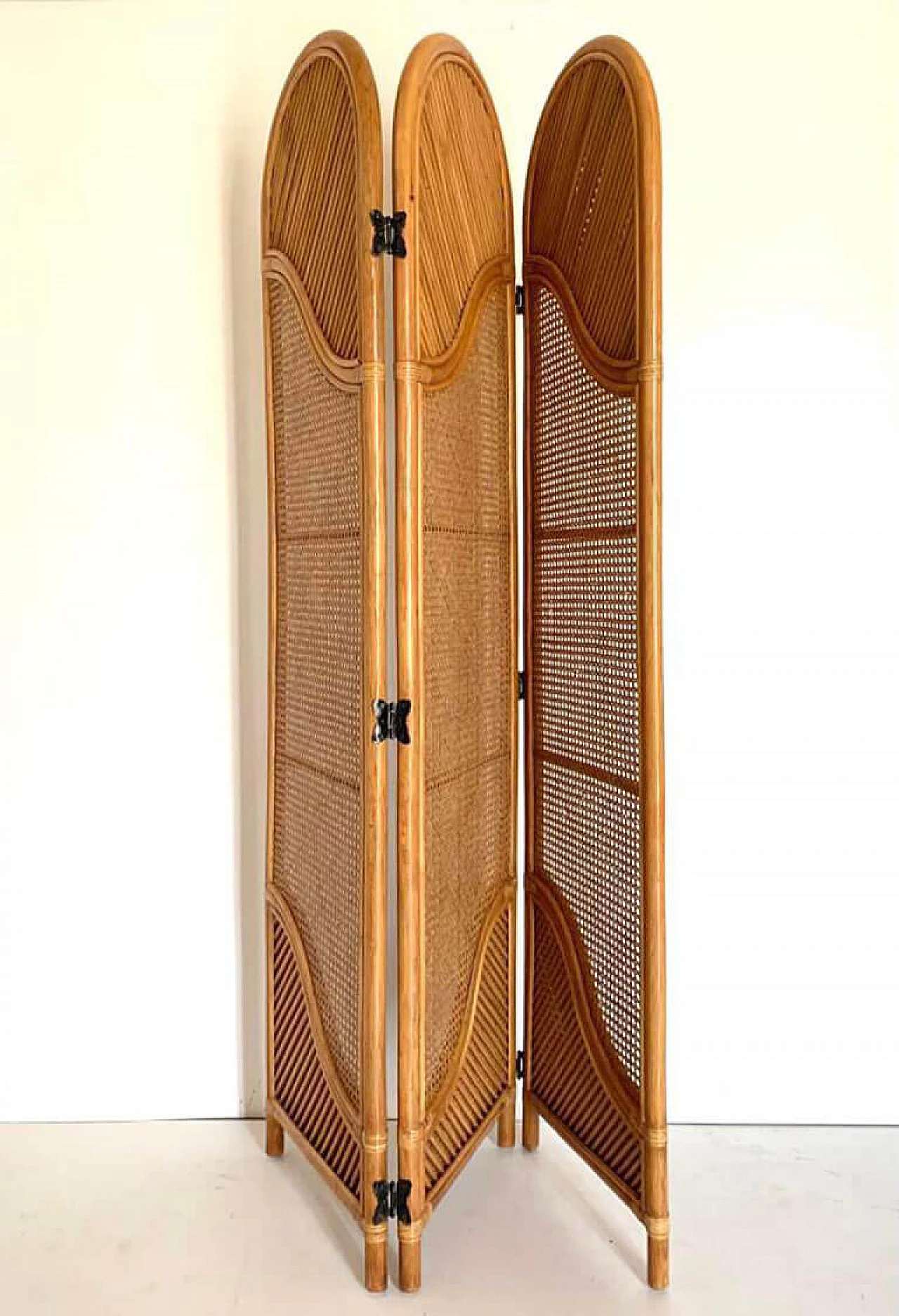 Pannello separè modulare in bambù, anni '70 7