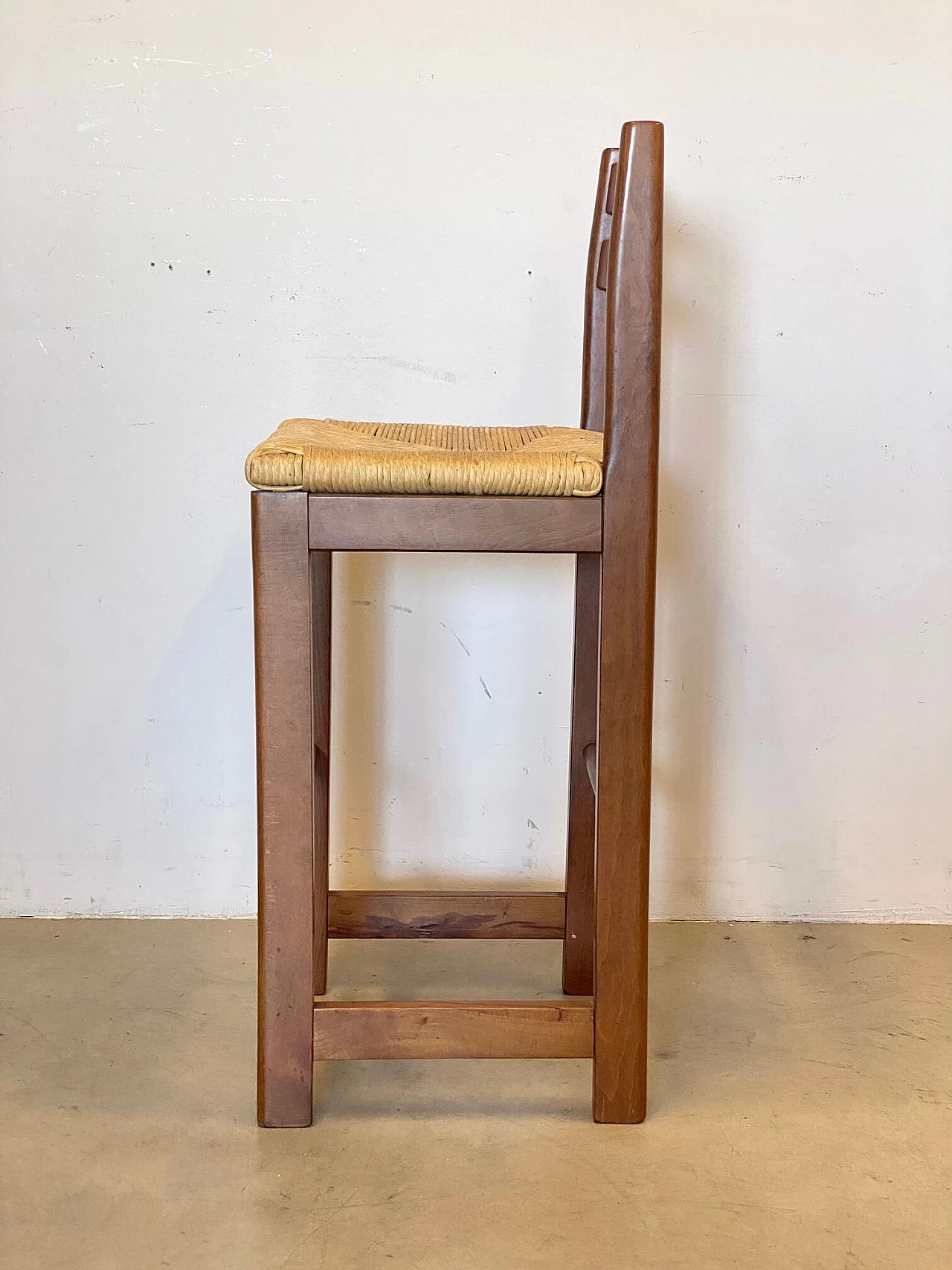 5 Sgabelli da bar in faggio e paglia, anni '80 7