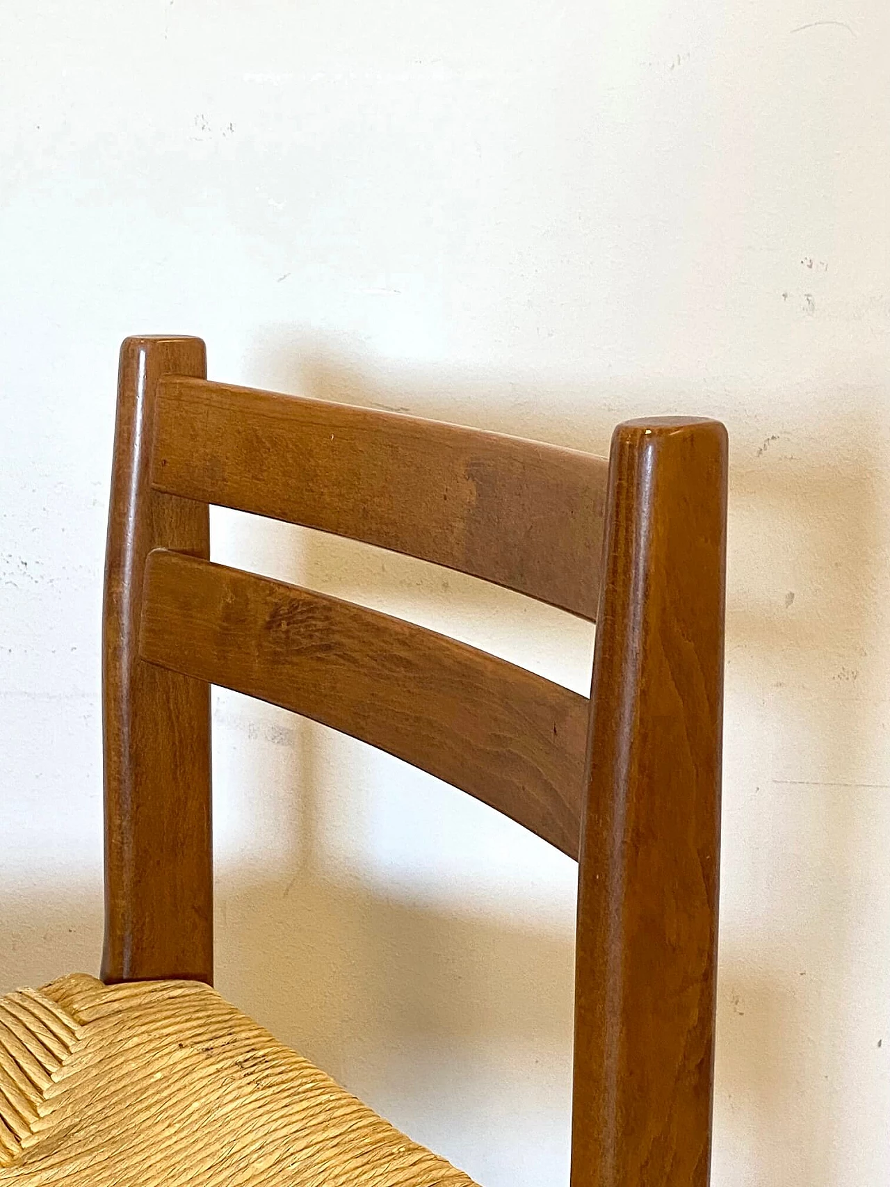 5 Sgabelli da bar in faggio e paglia, anni '80 10