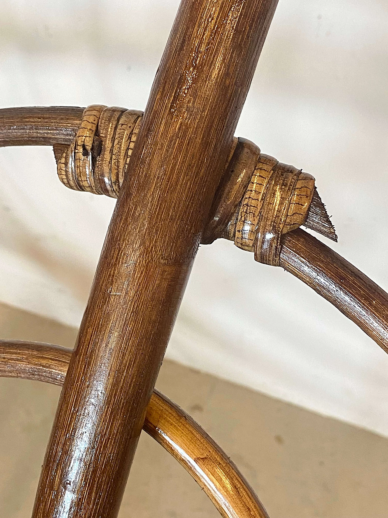 Poltrona in bambù con seduta rotonda, anni '70 7