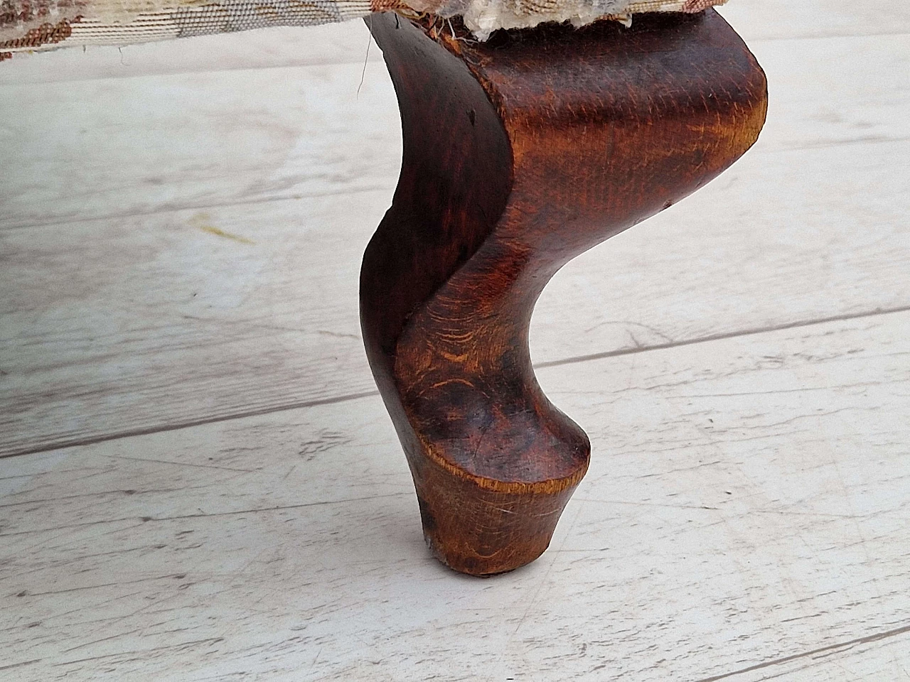 Danish floral fabric armchair with ash legs, 1950s 15