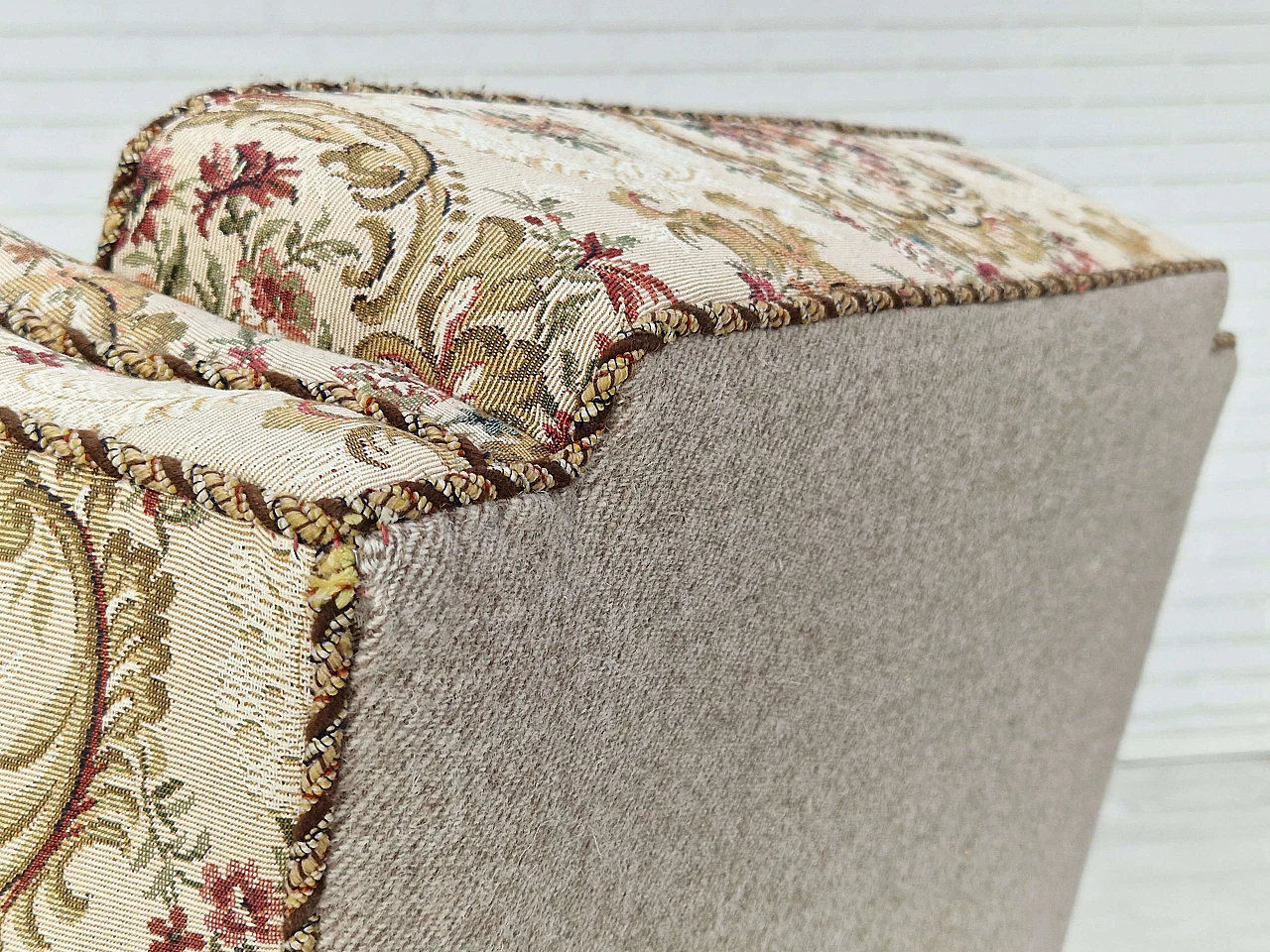 Danish ash and floral fabric armchair, 1950s 9