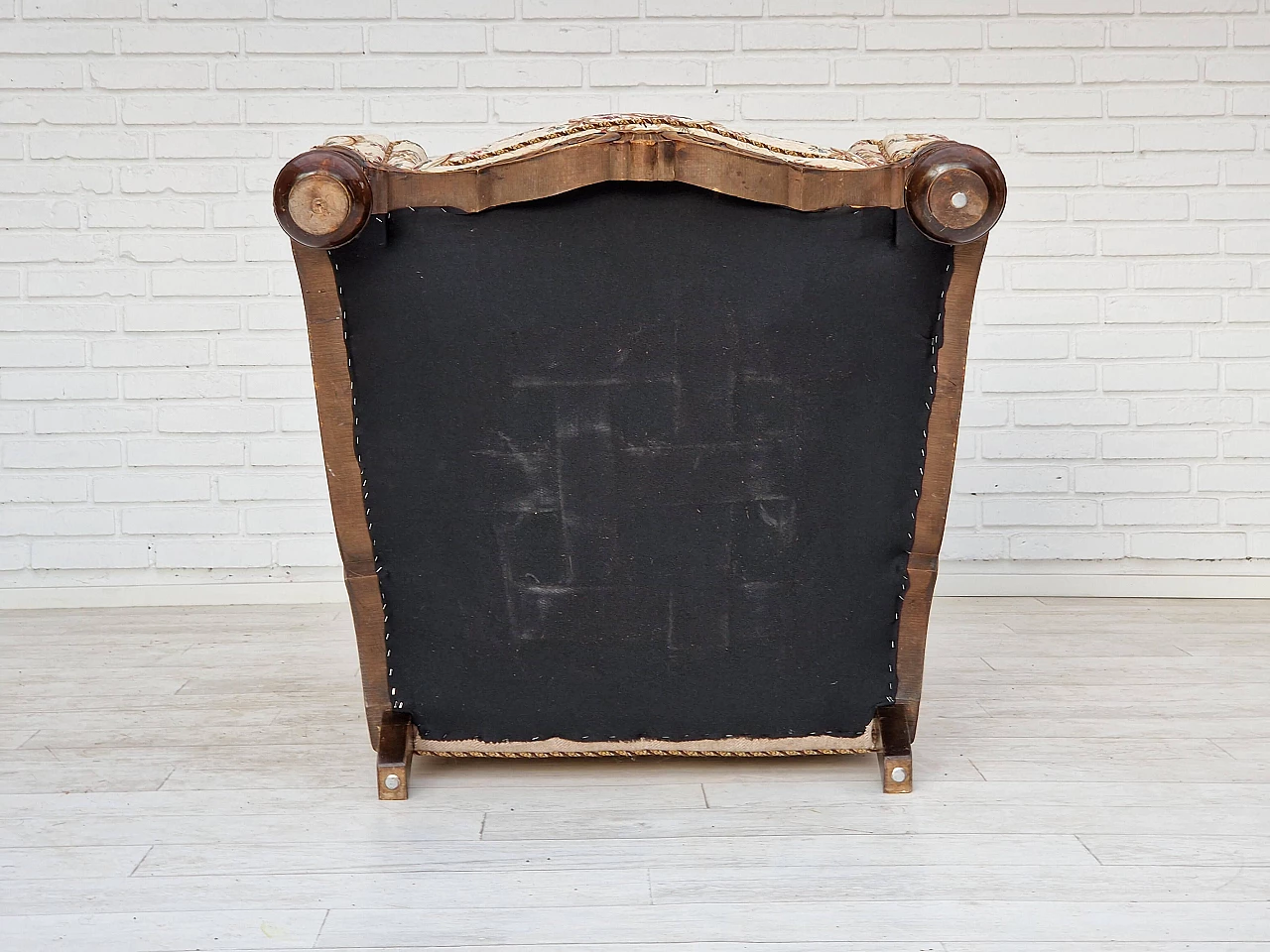 Danish ash and floral fabric armchair, 1950s 11