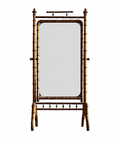 Colonial cherry wood floor psyche mirror, late 19th century