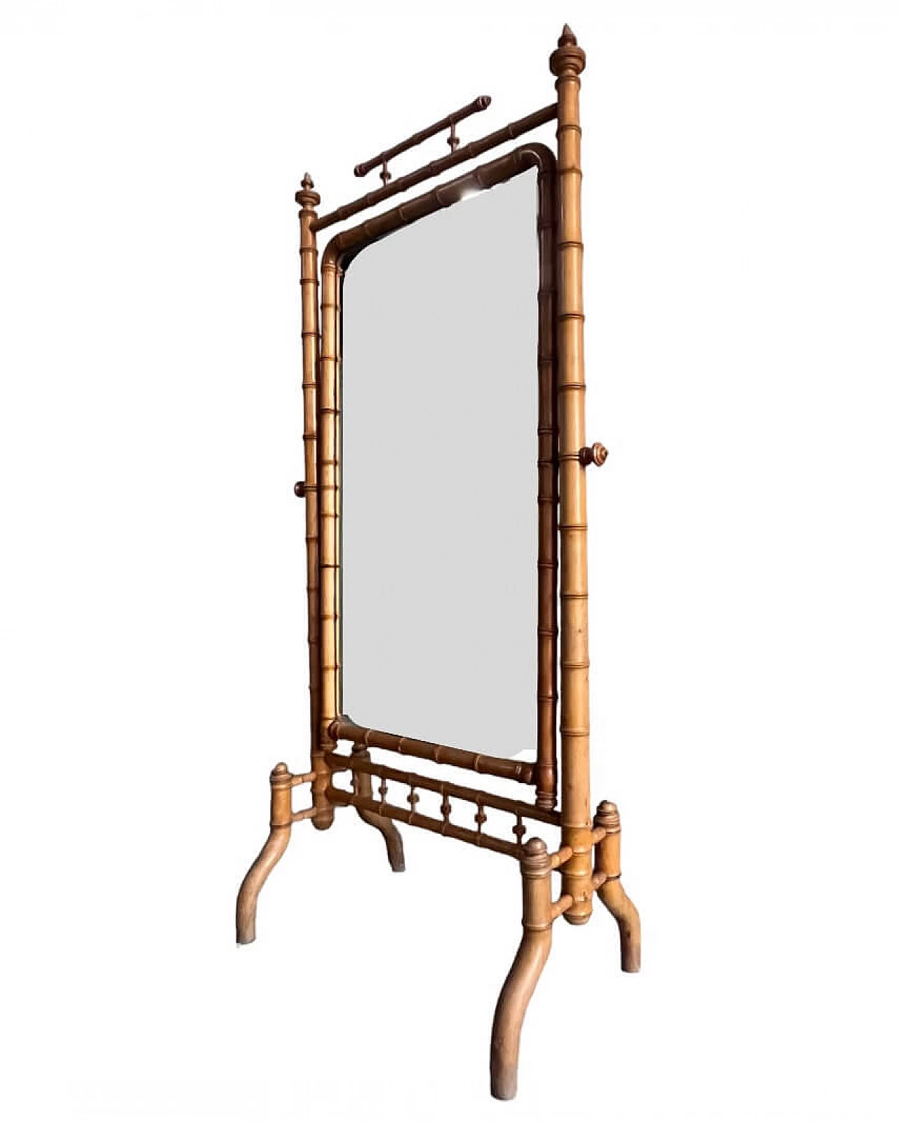 Colonial cherry wood floor psyche mirror, late 19th century 6