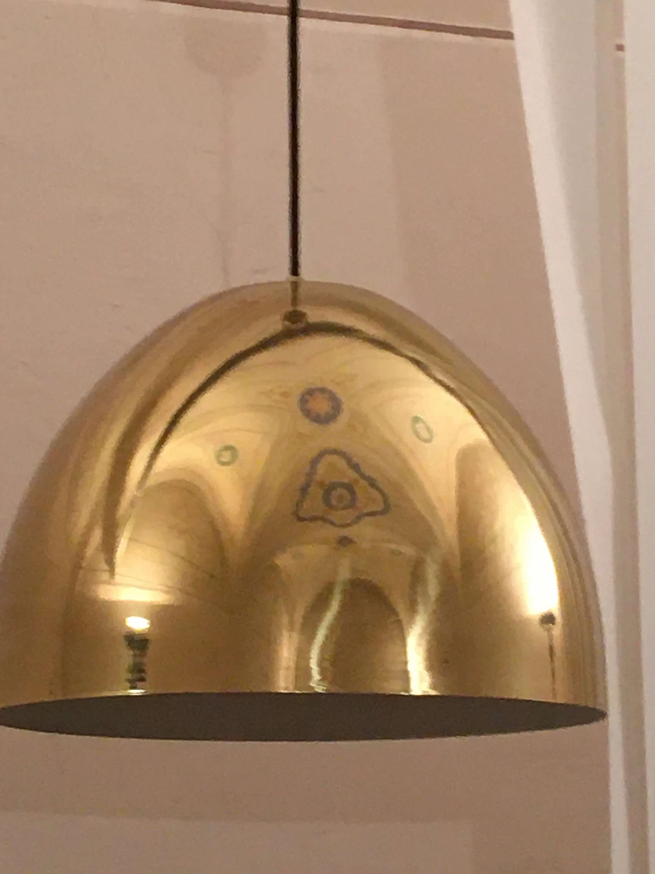 Lampadario semisferico in ottone, anni '70 3