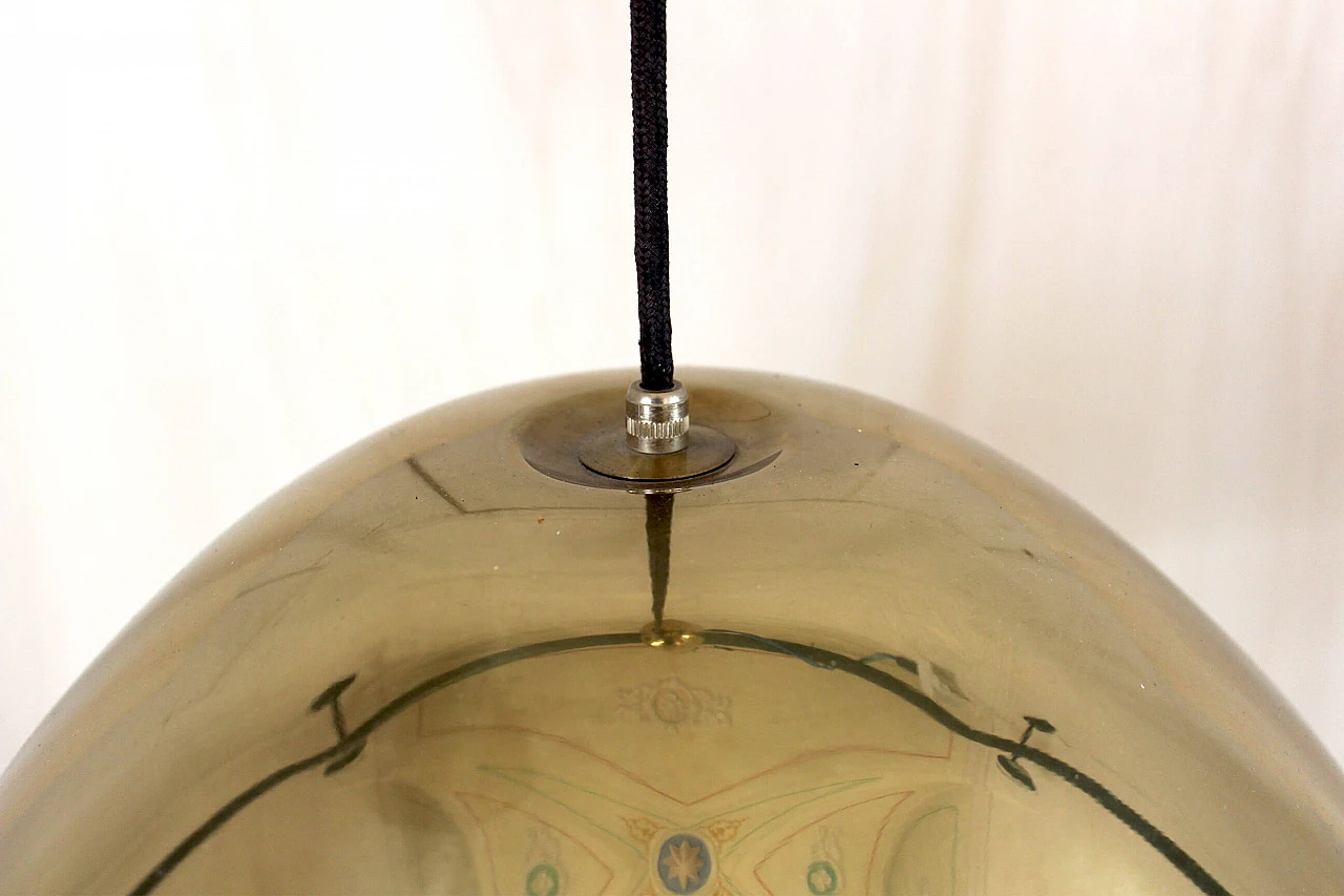 Lampadario semisferico in ottone, anni '70 10