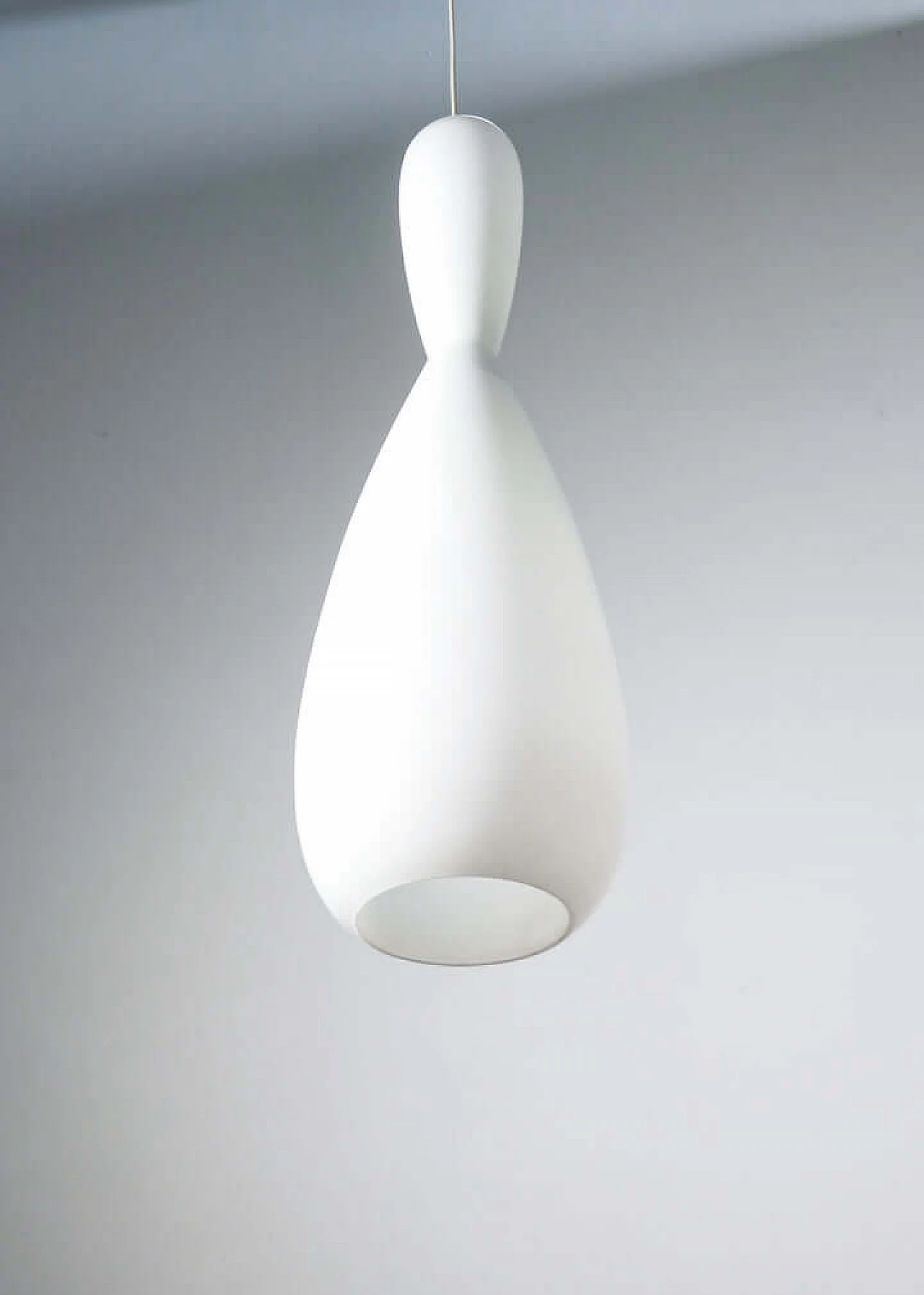 Opaline glass hanging lamp in the style of Stilnovo, 1970s 3