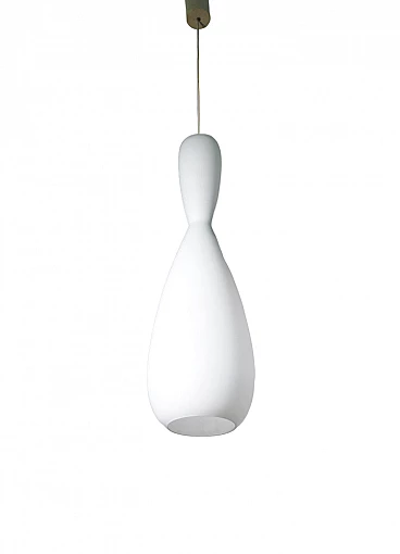 Opaline glass hanging lamp in the style of Stilnovo, 1970s