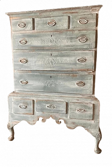 Cassettiera Shabby Chic in legno verde anticato