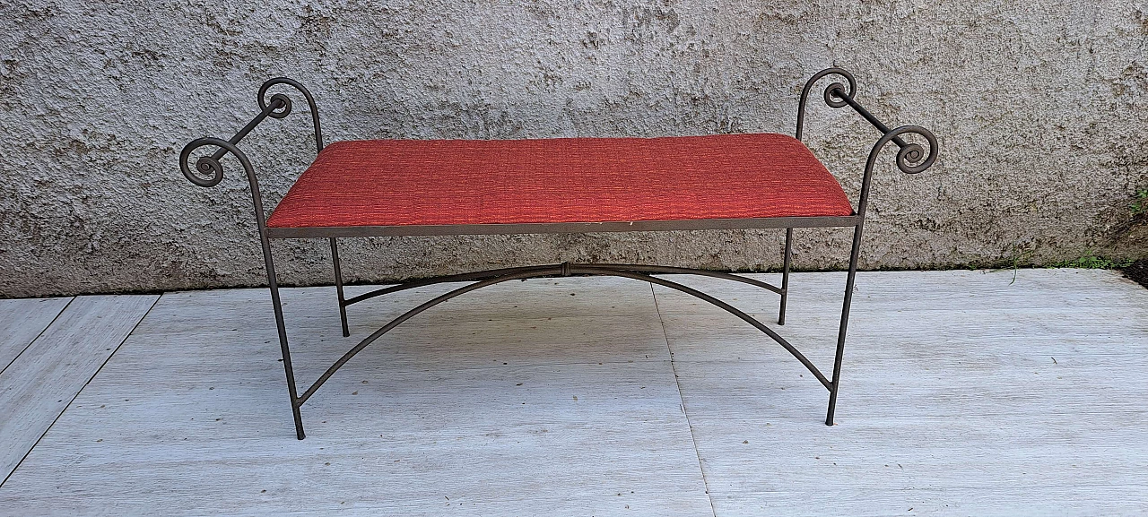 Wrought iron bench with fabric seat, 1990s 3