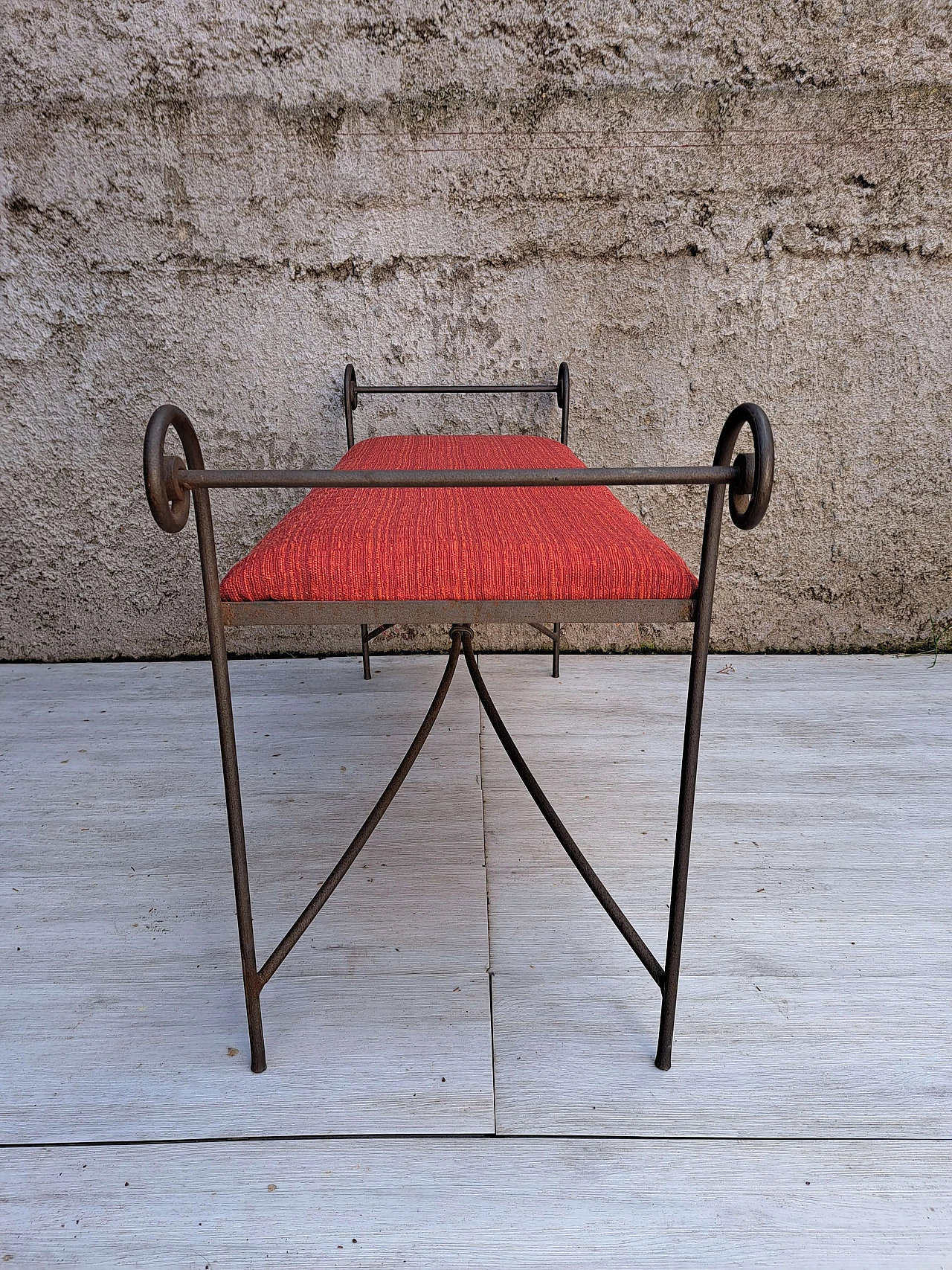 Wrought iron bench with fabric seat, 1990s 5