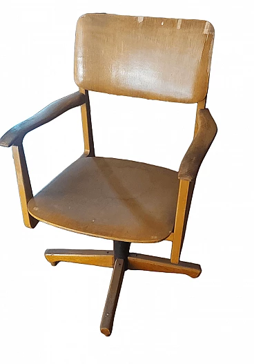 Poltrona girevole in legno di Anonima Castelli, anni '60