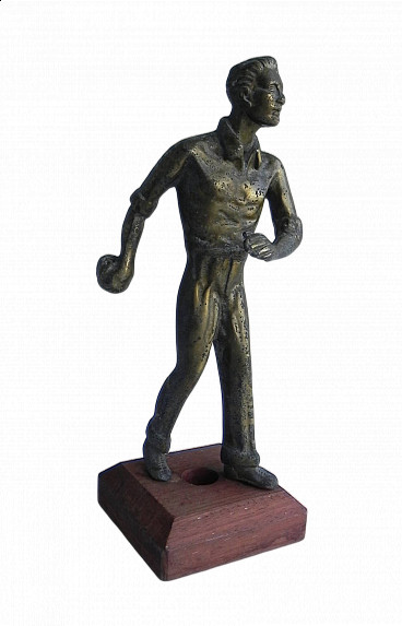 Joueurs de pétanque, solid bronze sculpture, 1940s