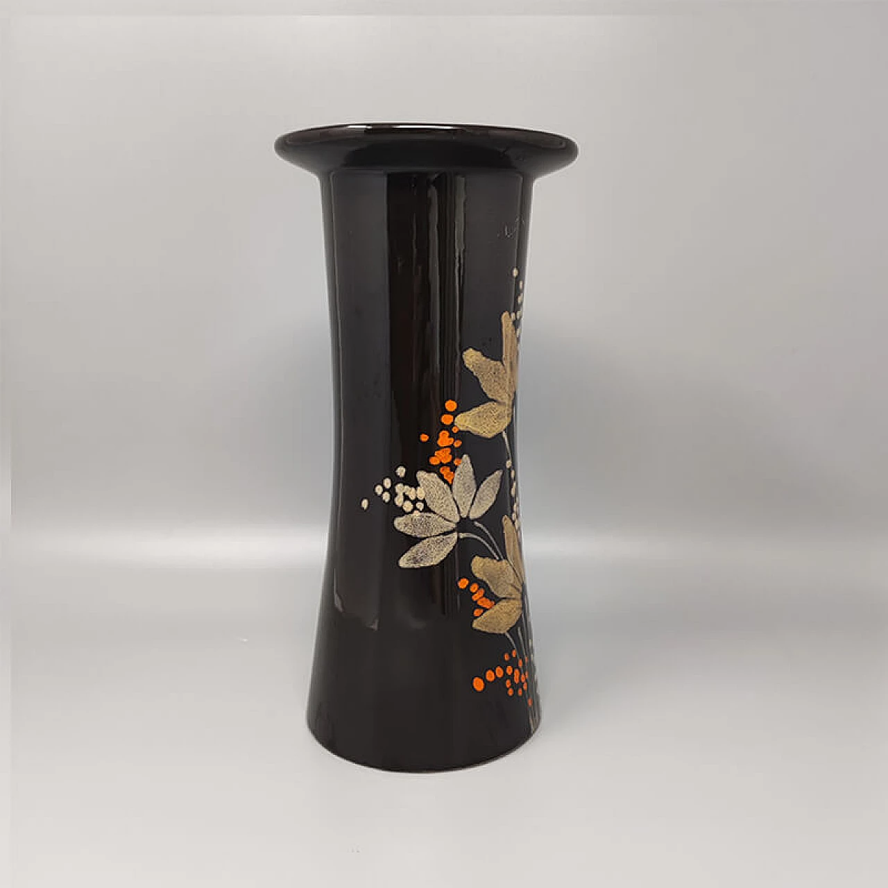 Hand painted brown ceramic vase by SIC, 1970s 2