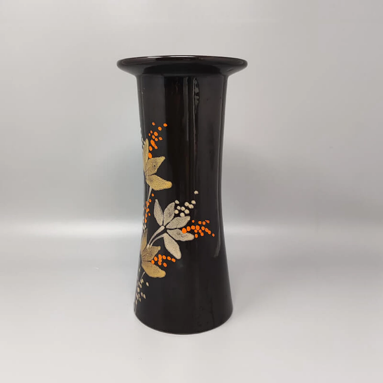 Hand painted brown ceramic vase by SIC, 1970s 3