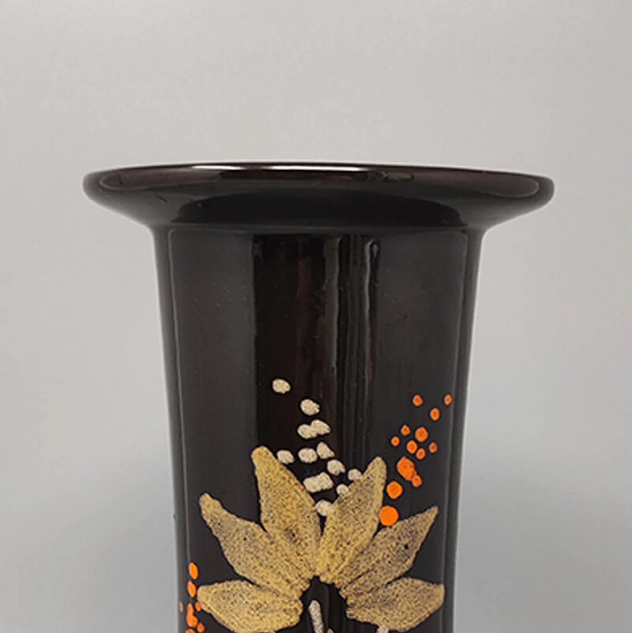 Hand painted brown ceramic vase by SIC, 1970s 4