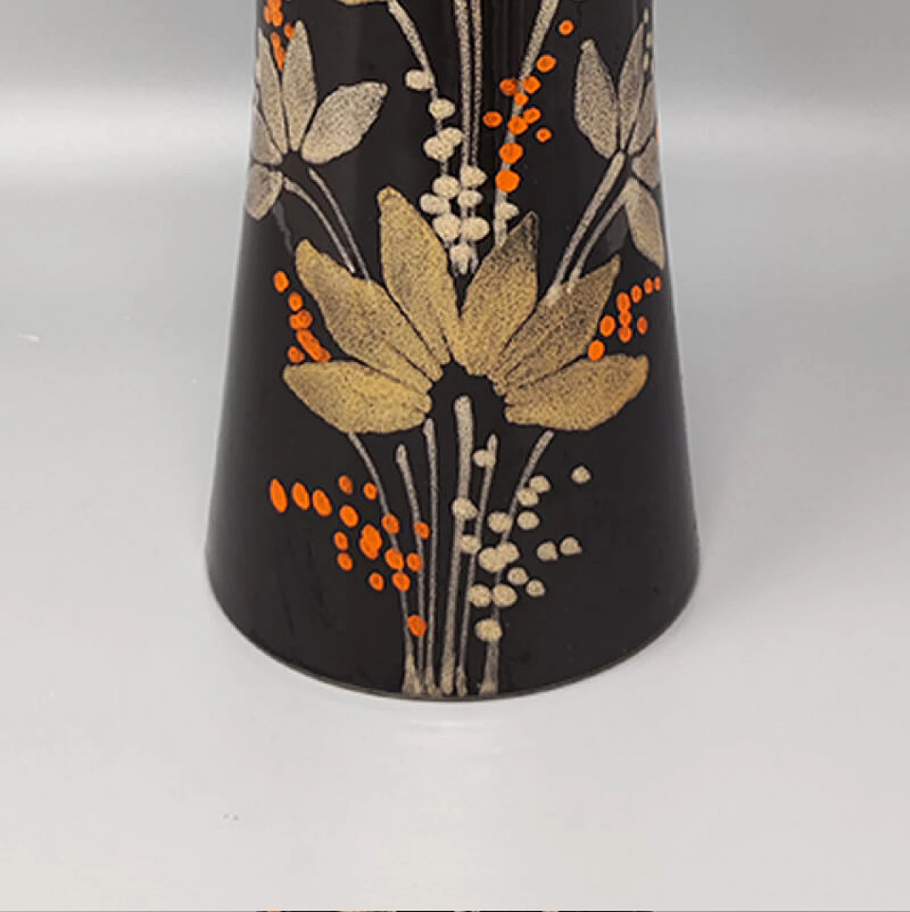 Hand painted brown ceramic vase by SIC, 1970s 5