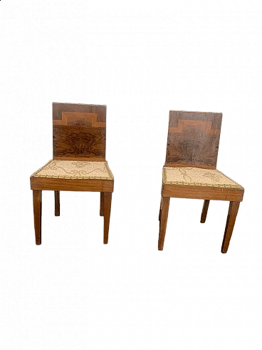 Pair of wooden chairs by Franco Vezzani, 1930s