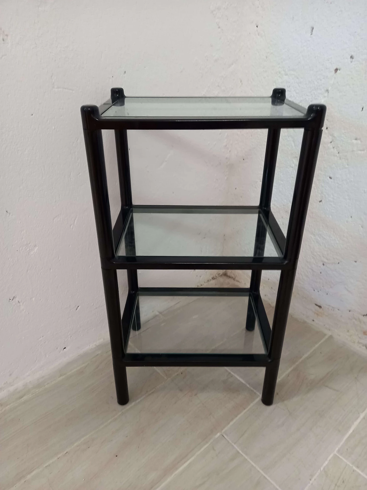 Three-shelf plastic and glass side table by Gedy, 1980s 1