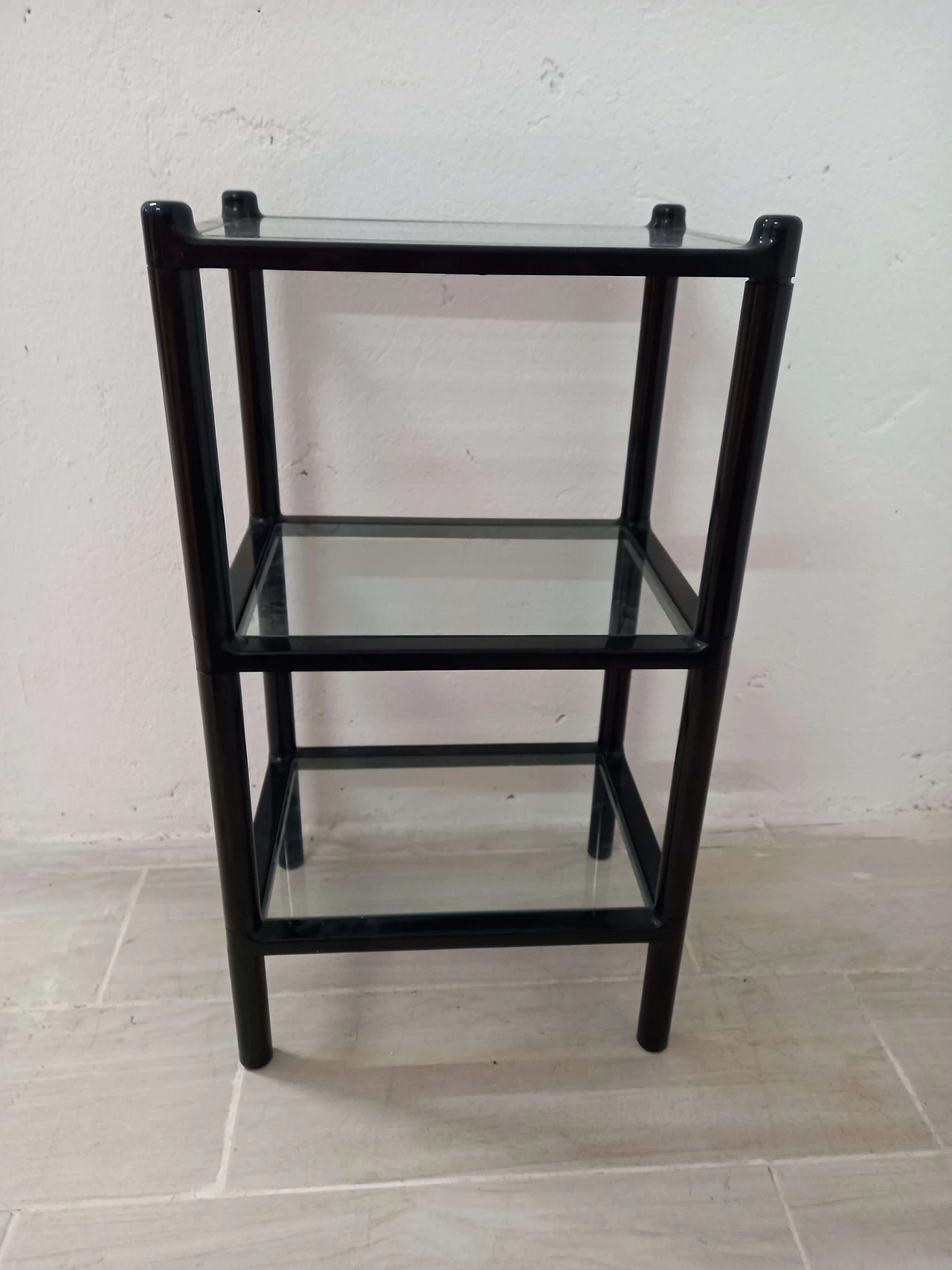 Three-shelf plastic and glass side table by Gedy, 1980s 2
