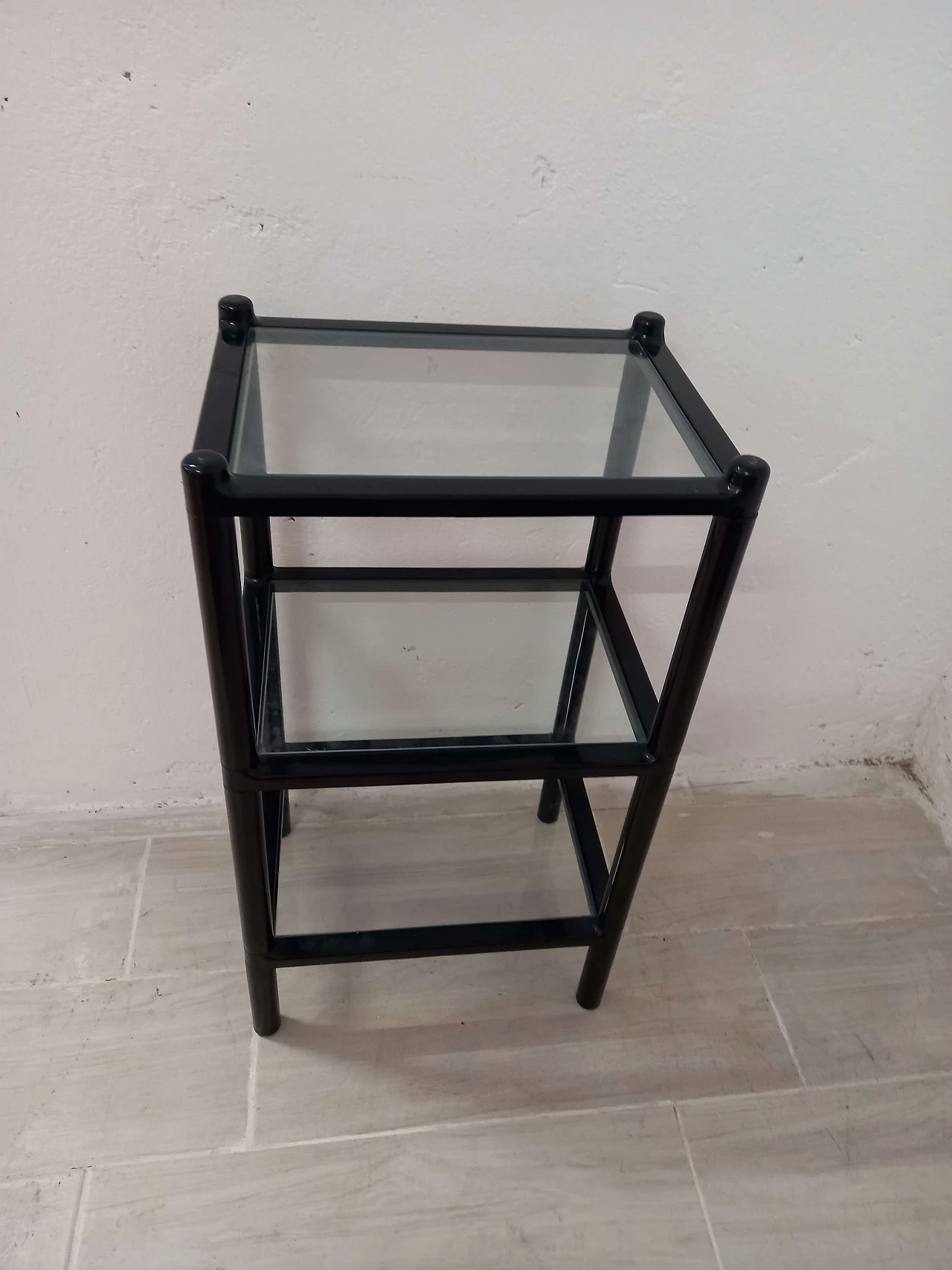 Three-shelf plastic and glass side table by Gedy, 1980s 3