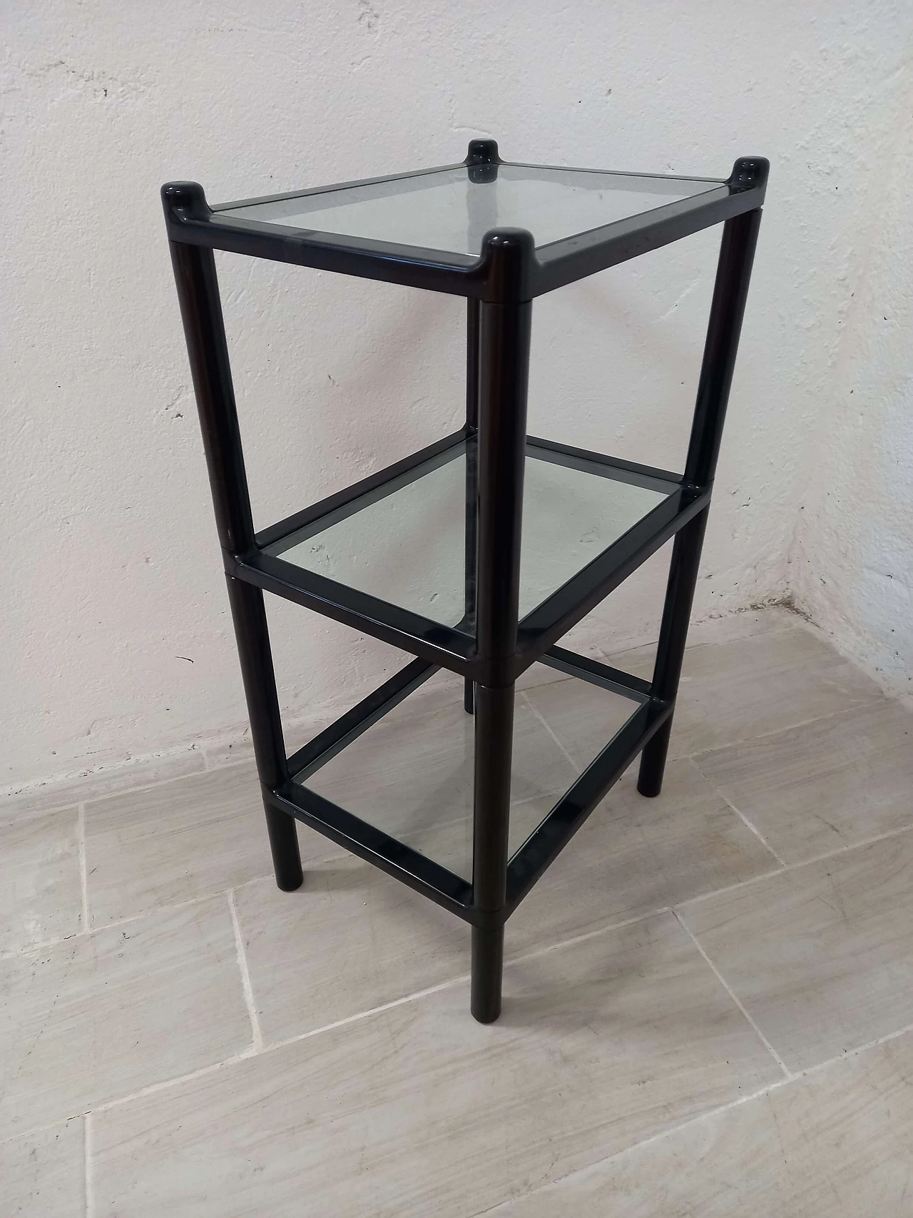 Three-shelf plastic and glass side table by Gedy, 1980s 4
