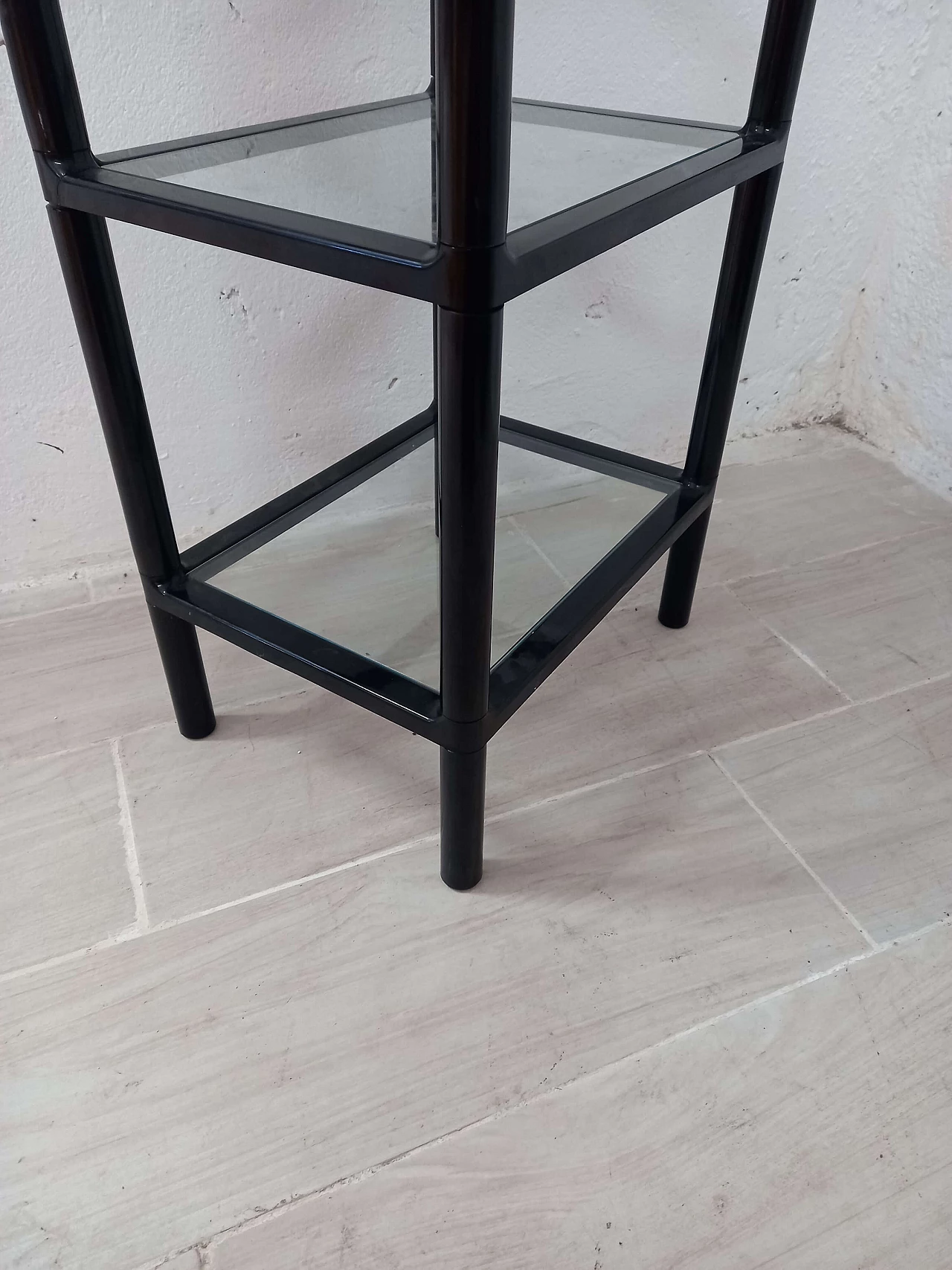 Three-shelf plastic and glass side table by Gedy, 1980s 5