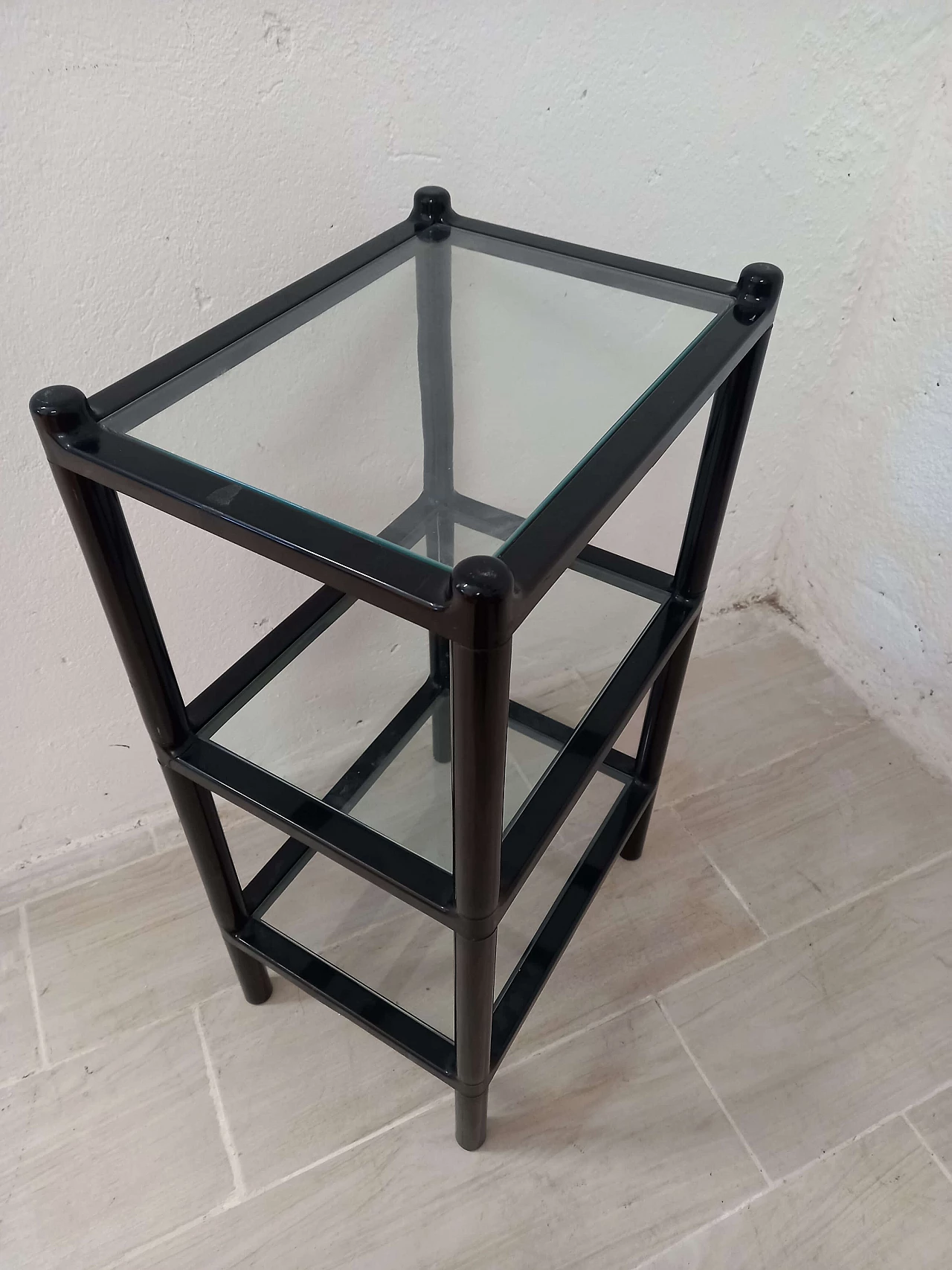 Three-shelf plastic and glass side table by Gedy, 1980s 6