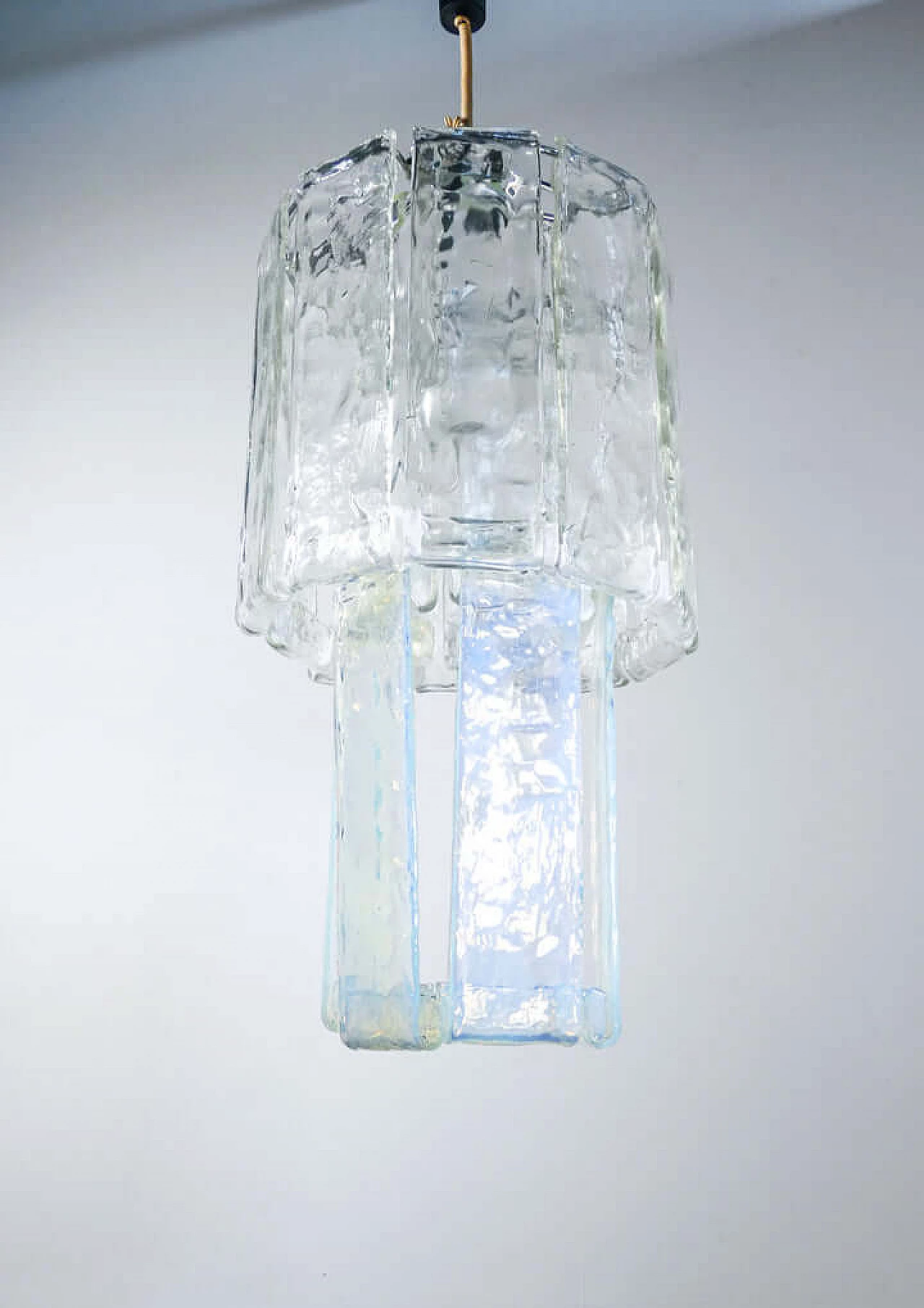 Lampadario in vetro soffiato trasparente e iridescente di F.lli Toso, anni '70 2